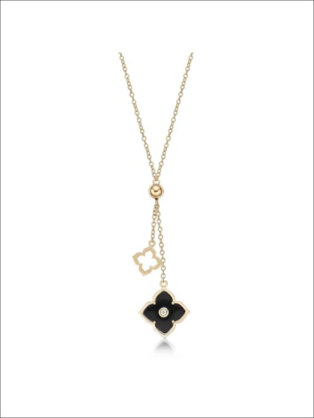 Gold Plated Sterling Silver Double Flower Pendant Necklace for Women